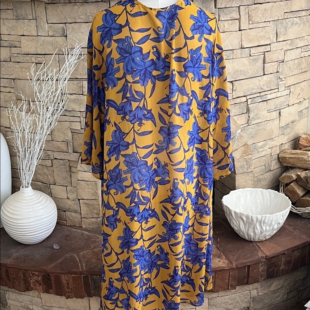 Floral Kimono Blue Bronze Size S H&M Duster Cover Up - Picture 6 of 6